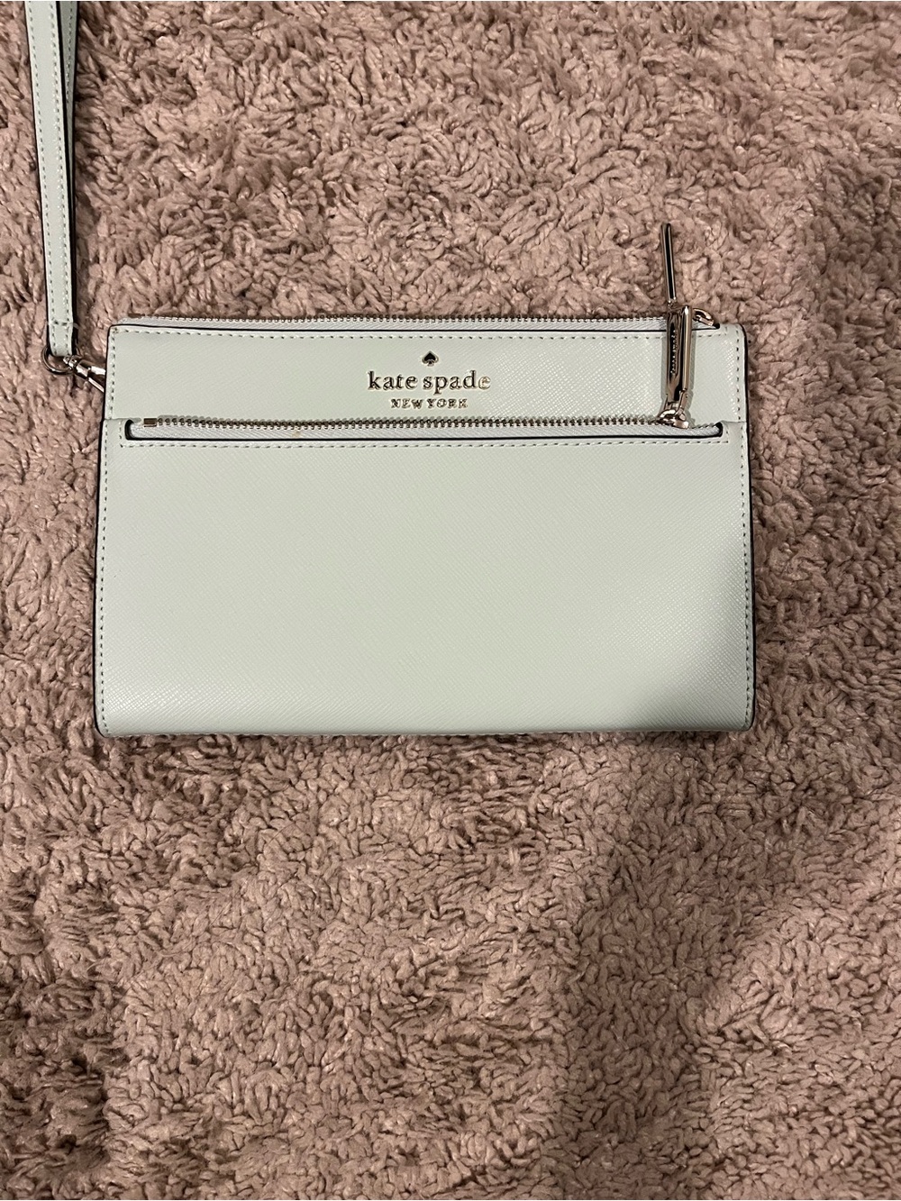 kate spade White Leather Crossbody Wallet with Gold Hardware